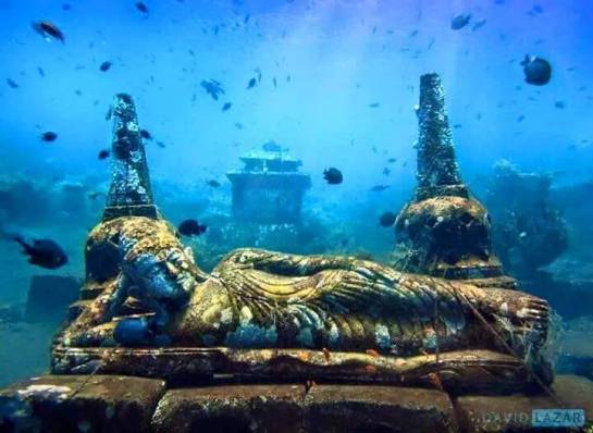 submerged Hindu temple