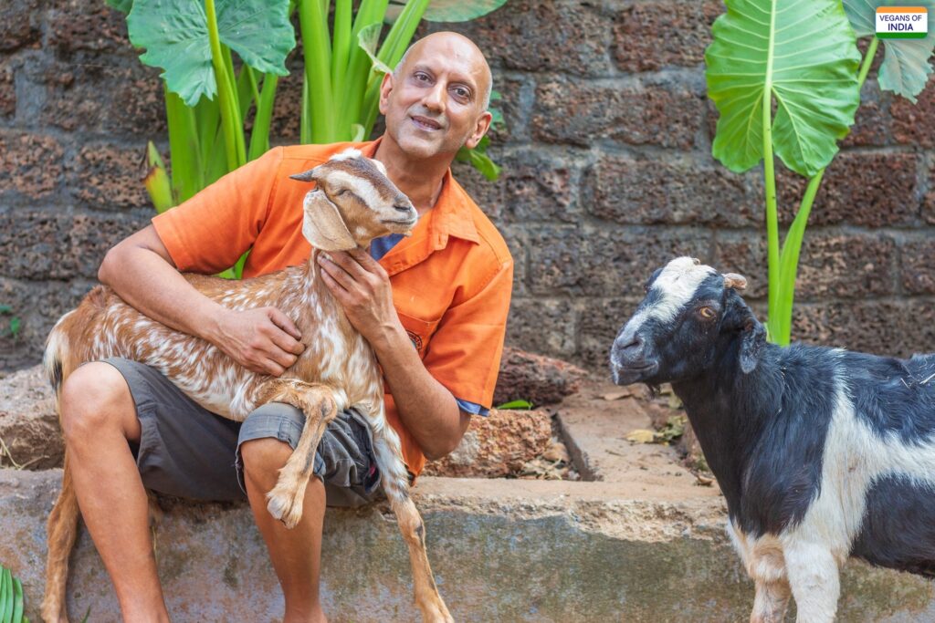 Atul Sarin with some goats