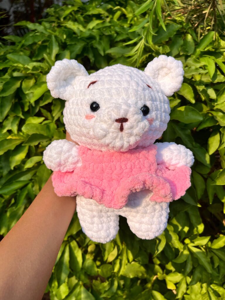 Pink crochet teddy bear- Crochet by ChelC